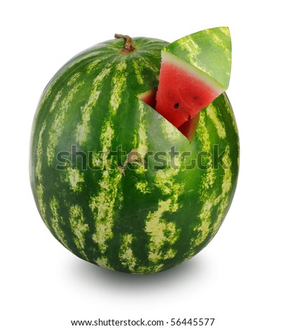 Watermelon with cute corner on withe background