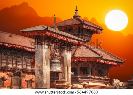 Temples of Durbar Square in Bhaktapur, Kathmandu valey, Nepal. Royalty-Free Stock Photo #564497080