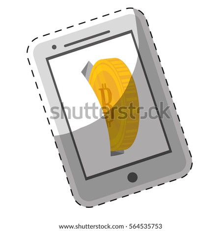 smartphone device with bitcoin currency. vector illustration 