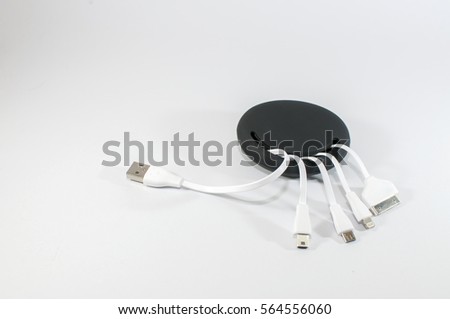 USB cable interface on white background