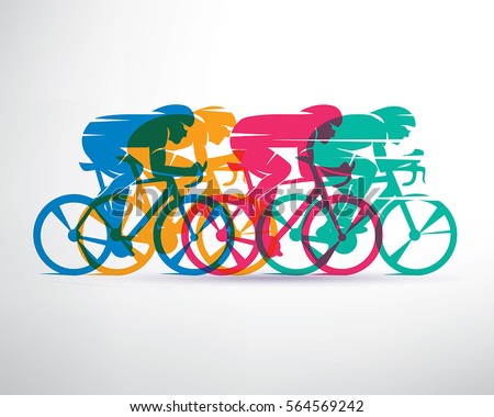 Cycling race stylized background, cyclist vector silhouettes Royalty-Free Stock Photo #564569242
