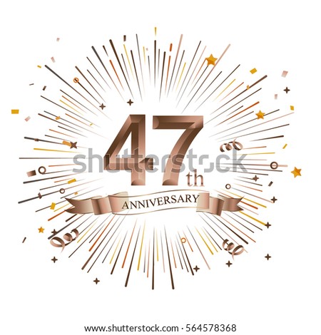 47th Anniversary greeting Card with Starburst. Vector illustration.