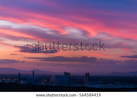 cityscape in sunset