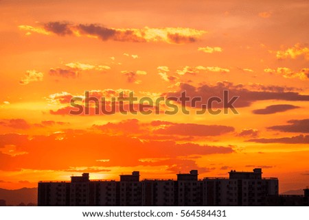 cityscape in sunset