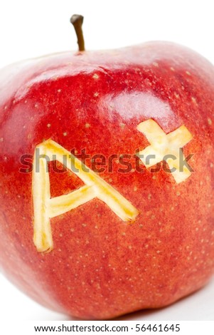 Red apple and A Plus sign, Concept of learning