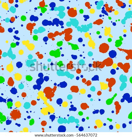 Vector seamless pattern with inc splash, blots, smudge and brush strokes. Blue Grunge template for web background, prints, wallpaper, surface, wrapping, elements for design