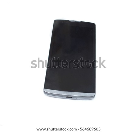Black New cell phone on white background
