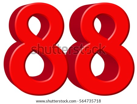 Numeral 88, eighty eight, isolated on white background, 3d render