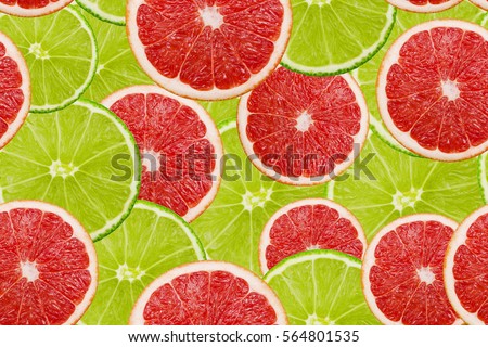 Slices of fresh lime and grapefruit texture background seamless pattern