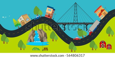Car driving along the road illustration