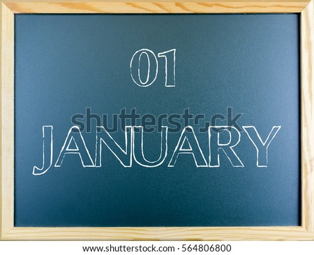 The month of a year written on a green board