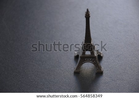 Eiffel tower model on table