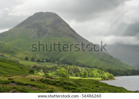 Yewbarrow from Wast Water with copy space. Royalty-Free Stock Photo #56486260