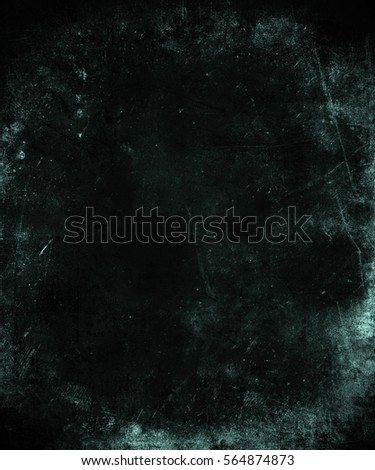 Dark grunge background with frame. Space for text or picture. Scary obsolete texture.