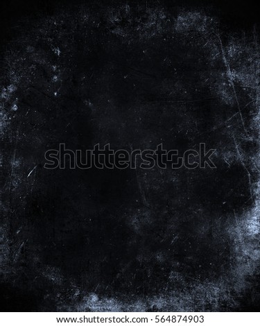 Dark grunge background with frame. Space for text or picture. Scary obsolete texture.