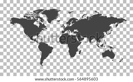 Blank black world map on isolated background. World map vector template for website, infographics, design. Flat earth world map illustration