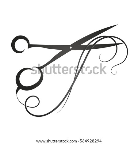 Scissors and hair sign for beauty vector silhouette