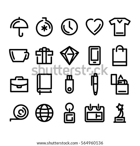 Icons for your website, business Souvenirs, gifts, modern graphic style, vector icons for a business, a versatile set for site promotional products Royalty-Free Stock Photo #564960136