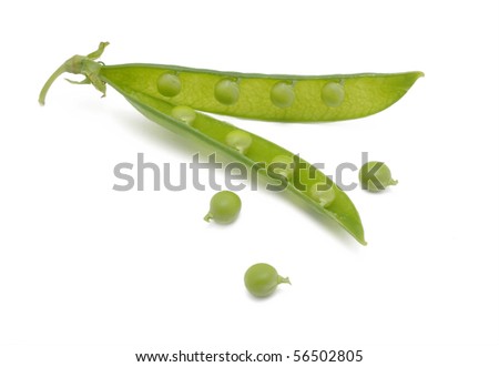 Picture of pod of pea on a white background