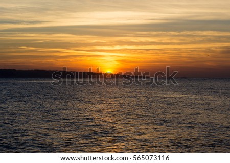 Watching sunrise on the Red Sea coast in Egypt