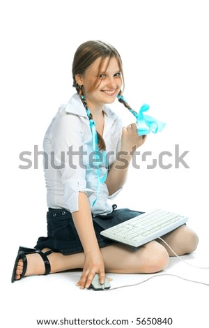 internet girl over white background