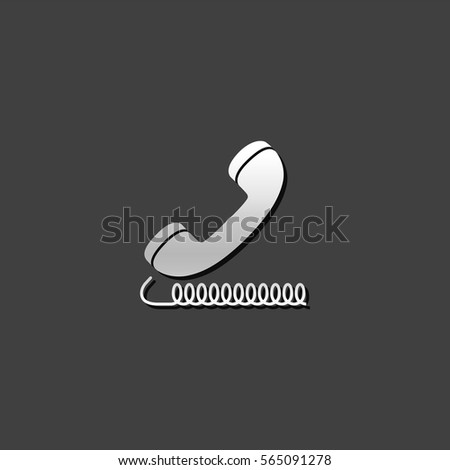 Telephone icon in metallic grey color style. Communication technology