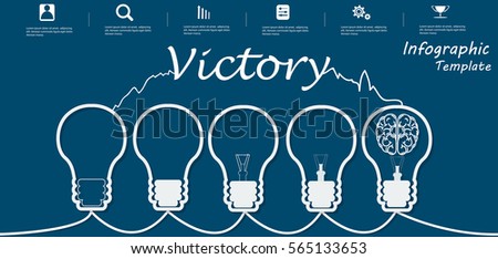 Lamp Business Text Victory, Modern Vector illustration Infographic template.