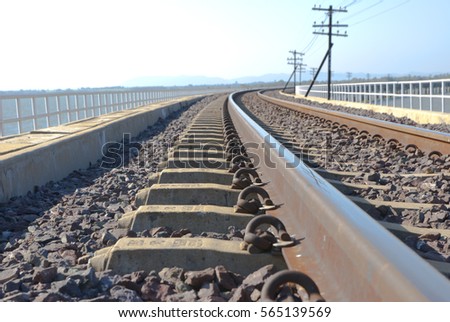 railroad, unseen train in Thailand, railroad on water dam 