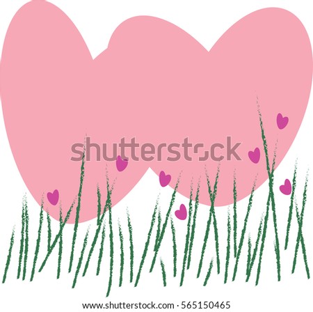 Flower love and leaves can be used as greeting card, invitation card for wedding, birthday and other holiday. Vector illustration. 