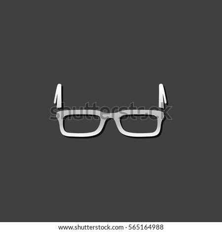 Eyeglasses icon in metallic grey color style. Seeing device myopia