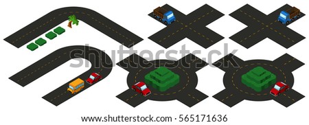 Isometric intersections on white background illustration