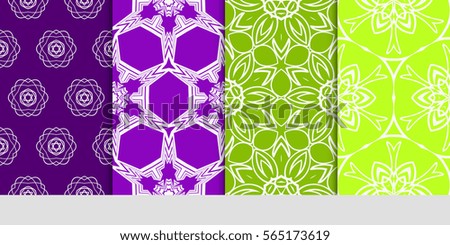 set of seamless floral pattern. abstract geometry flower. vector illustration. interior decoration, wallpaper, presentation, fashion design