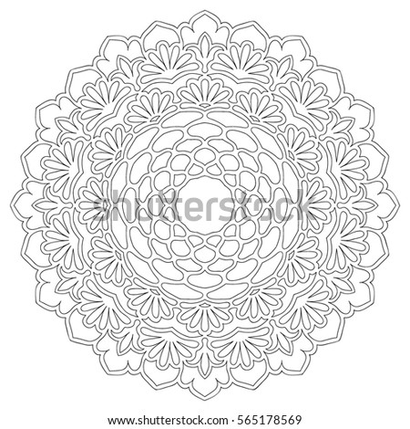 Black and white round ethnic pattern. Tribal zen tangle. Adult coloring book. Mandala ornament. Raster Copy