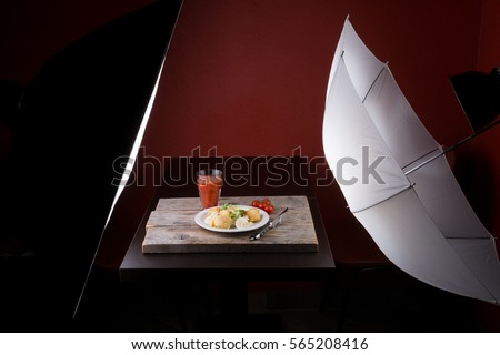 Photography set for food advertisement
