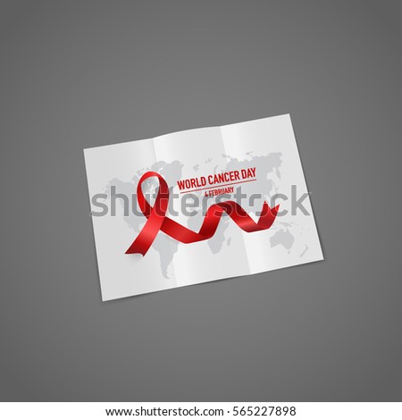 World cancer day. February 4. World cancer day design background with ribbon. Vector Illustration.