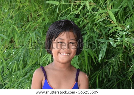 portrait of a cute young  girl smiling asian people