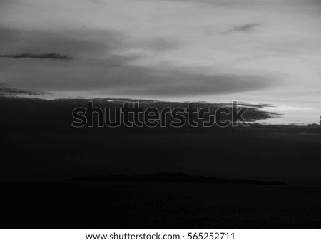 nature sunset orange  blue sky seascape background black and white