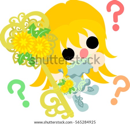 Illustration of a cute girl and a key of dandelion
