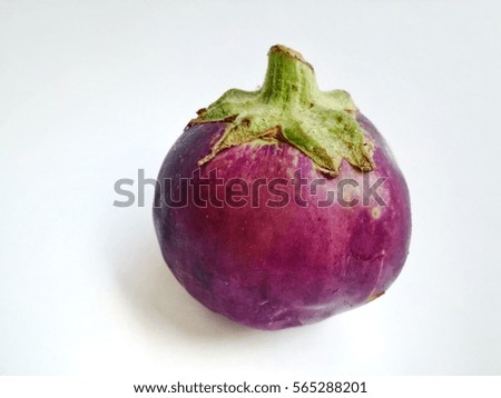 Closeup eggplant isolated on white background.