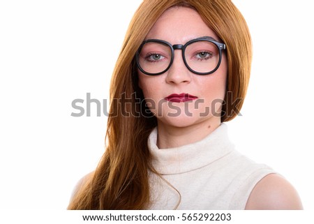 Close up of businesswoman wearing eyeglasses