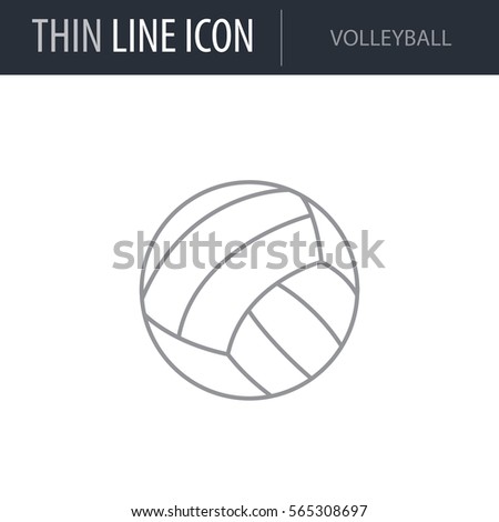 Symbol of Volleyball. Thin line Icon of Sport Equipment. Stroke Pictogram Graphic for Web Design. Quality Outline Vector Symbol Concept. Premium Mono Linear Beautiful Plain Laconic Logo