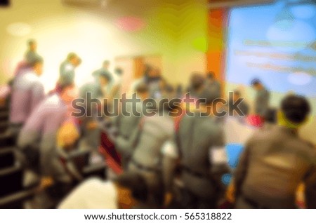 Blurred abstract background of  People Meeting Conference Seminar