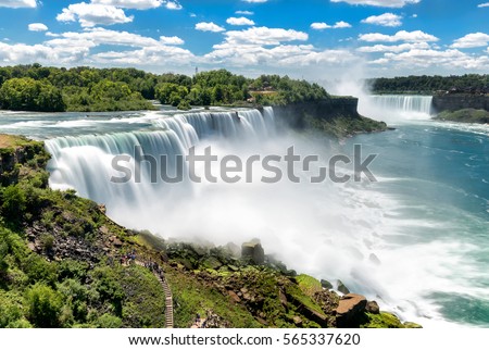 Niagara falls between United States of America and Canada. Royalty-Free Stock Photo #565337620