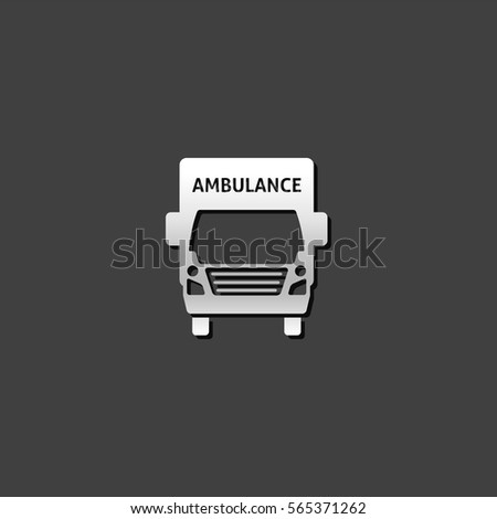 Ambulance icon in metallic grey color style. Medical help healthcare