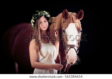 Young Girl With Her Horse