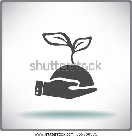 Flat icon. Ecology of plants. On the palm.