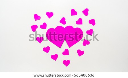 heart paper group color pink on white background
