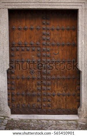 Old door on the streets of Toledo, Spain