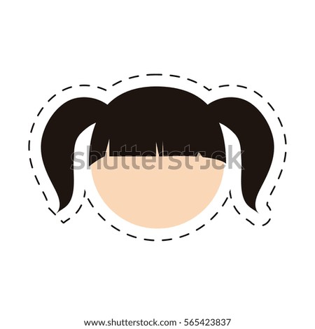 head girl daugther kid with cut line vector illustration eps 10
