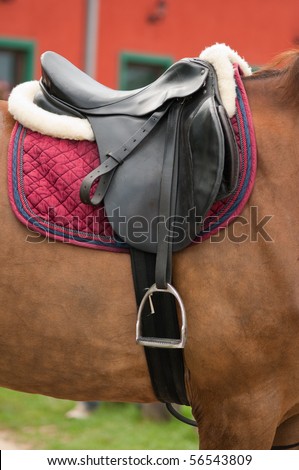 close up of horse saddle Royalty-Free Stock Photo #56543809